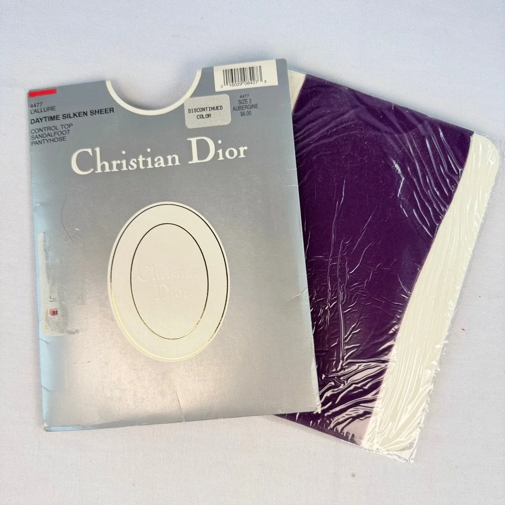NOS Vintage Christian Dior Diorissimo Pantyhose Medium Aubergine Purple Stocking